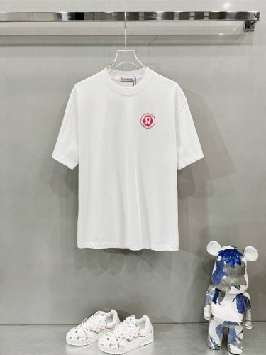 lululemon 露露乐蒙 320克圆领短袖T恤 磨烂领口工艺前后植绒字母Logo标识 官方同步 1:1原版开模 时尚个性 百搭潮流 纯原品质 原版洗水面料