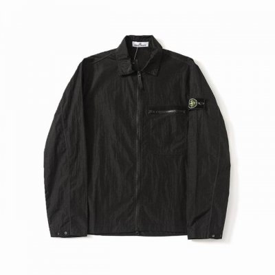 石头岛Ss24 Stone Island Nylon Meta 系列金属尼龙长袖拉链胸带夹克 防晒服 定制金属尼龙褶皱染色面料 复刻质感 辅料全定制 一比一复刻