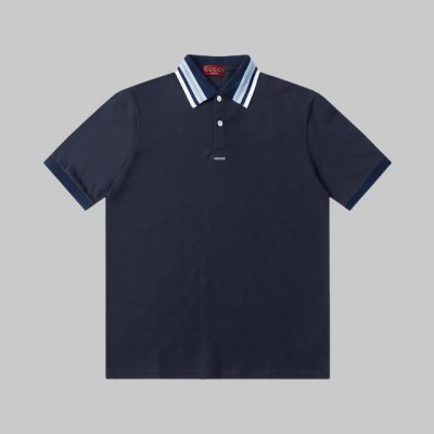 高品质 gucci古驰新款胸口微标刺绣Logo短袖撞色领 螺纹polo 厚实饱满 激光Logo贝母扣十微标刺绣简单款不挑人男女同款 码数:S~Xxl