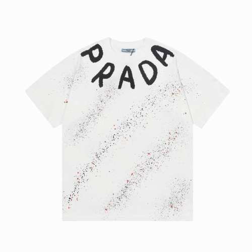 prada 普拉达 2025新款 七彩繁星字母字母Logo 男女同款 短袖T恤 定制320克100％双纱纯棉面料 定染32支双股螺纹 领标吊牌主唛三标齐全 颜色