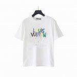 实拍细节图+尺码表 Louis Vuitton 路易威登彩虹字母印花短袖T恤 标识精致升级，灵感源自八十年代复古原版面料 官方同款 短袖T恤定制240 克同缸染