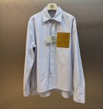 Loew*罗意威 男女 衬衣 常青款经典皮标口袋 蓝白条纹搭配 既是衬衣又外套 夏天防晒 秋天挡风 版型是Oversize男友风 休闲随意 慵懒风 简单干净清爽