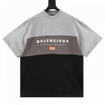 Balenciaga 巴黎世家 三色拼接字母印花短袖T恤 采用16支精梳赛络纺纱，对板定织16支加厚单面布，无尘烧毛加食毛工艺，洗后无毛绒。洗后克重260克。对