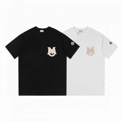 Moncler 蒙口25Ss 经典字母M刺绣Logo袖口小标刺绣徽章情侣圆领短袖T恤-代购品质 独家定制270克32支双纱滑爽棉 质感非常柔软舒服 100%区别