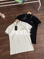 Fendi芬迪恶魔眼官网同步上新 刺绣翻领polo衫 -采用原版Zp一致定制索罗娜双珠地面料 螺纹同缸定染对格对纹零色差 Yb一样克重250G 独家品质区别通货