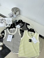25Ss 小香中古条纹背心 双C刺绣Logo点缀1 Size S M L