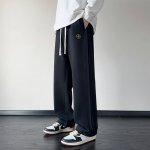 上新 Stone Island 石头岛卫裤秋季新款拼接织带休闲裤 百搭神裤，拖地裤， 男女同款 ，舒适百搭，立体裁剪！手感细腻，百搭不挑人！ 颜色：黑色 米白色
