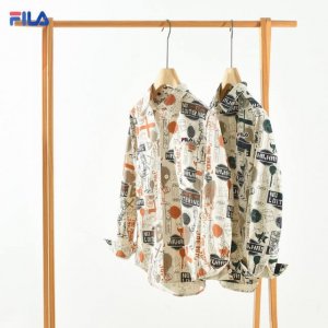 上新 P160【斐乐Fila25款港风刺绣个性印花衬衫外套】 优质柔软棉纤制 不变形 不起球 细腻不糙手 耐磨性高 走线工整 亲肤抗皱等特点 ，立体裁剪 不挑身