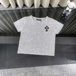chrome Hearts克罗心 十字架皮标高级灰毛衣小针织短袖 欧阳娜娜同款穿搭 Jennie同款穿搭 你可以永远相信它 精致的克罗心女孩 显瘦显高 面料穿得