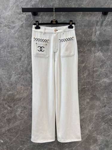 【Qx.8345】P230 chane* 25Ss春夏新款 Logo刺绣双口袋白色直筒牛仔裤丨独家高版出品！这条裤子好穿程度实名安利！干净又清爽的白色几乎不挑搭