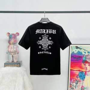 款号 K10 原版原标 chrome Hearts克罗心 梵文十字架马蹄字母花男女休闲宽松短袖T恤 采用250克双纱纯棉面料 高克重 1 1版型 官网同步 黑白