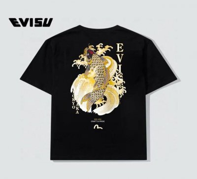 顶级版本 evisu 福神锦鲤图腾印花T恤 25Ss夏季新品 进口机器印花 色彩鲜明 颜色正 不脱落 不开胶 采用进口颜料 无甲醛 无异味 领口订制织带包边包条