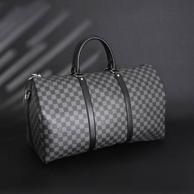 louis Vuitton路易威登Lv 蓝色棋盘格Keepall 45 旅行袋N41418 手提行李尺寸 特有浑圆的皮革手柄和可调整 可脱卸的肩带 肩带上的垫肩
