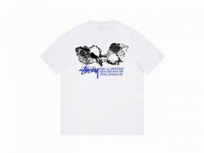 款号Hn776 高品质版本，区别通货 斯图西Stussy Ss24 贝壳印花宽松圆领短袖T恤 男女同款 -面料精选32支230克双纱面料 手感柔软舒适 吸汗透气