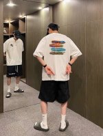 260G重磅纯棉 Nike 耐克 Nk 艺术笔触多彩条纹 短袖T恤 男女同款 半袖 情侣款 面料工艺： 1.260G重磅纯棉，100%棉，恰到好处的克重，上身有