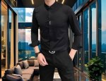 P200 Ysl 圣罗兰早春新款男士原单休闲长袖衬衫 官网同步发售 简洁时尚百搭 高端品质无缝切割包边 烫印Logo图案设计 定制进口锦氨天丝棉面料 弹力大 不