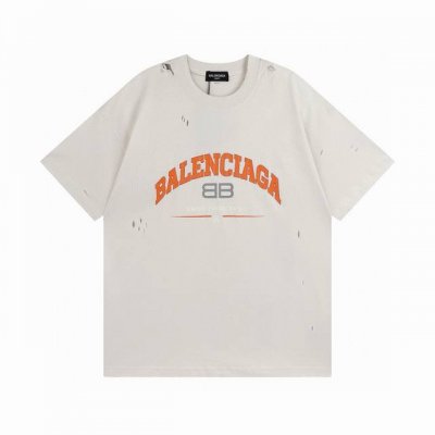 Balenciaga 巴黎世家2025 Ss 经典Bb剪刀Logo字母印花水洗做旧破洞短袖T恤 本市场No.1的质量 真正天花板品质 全部原版开发注意细节图 避