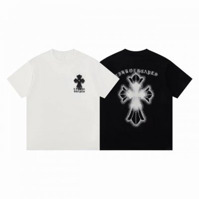 款D02 克罗心140 高品质 Chrome Hearts 克罗心 2025春夏最新基础短袖T恤，喷马溜 重工贴布绣洗水 潮流感十足定染纯棉面料320克，Os版
