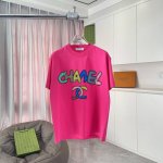 香奈儿 Chanel2025春夏新款 双C字母Logo印花 短袖T恤 定制面料300G 男女同款 尺码：S M L Xl Xxl 五个码 颜色：黑色 白色 粉红