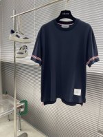 tb 双袖彩条短袖T恤 定制三色彩带 领口螺纹面料 高支高密棉纱 版型挺阔 经久耐穿 下摆开衩前短后长设计 拉高身材比例 码数：1.2.3.4
