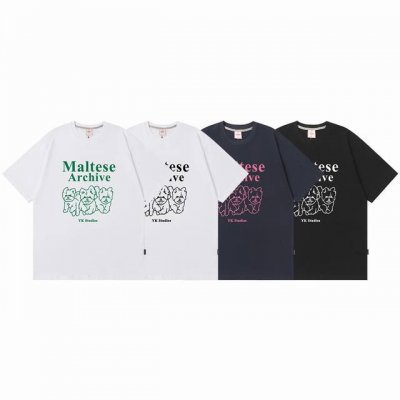k002# Waikei韩国潮牌 马尔济斯狗狗线条短袖T恤 0码是修身款 1码2码是常规款 采用230克双纱柔棉 手感厚实舒适 高品质 原版定制面料 原厂品质