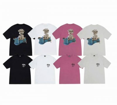 上新款号：S122 Stussy斯图西 Stussy Ss24 Tuff Stuff Tee 夏季系列 机器图案罗纹领宽松短袖T恤 男女同款 原版打造 细节高控