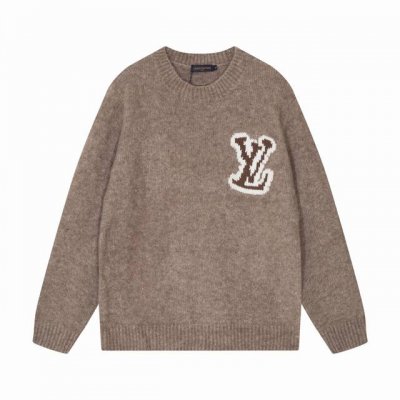lv驴家 重温经典前后大Lv Logo圆领羊毛衫毛衣 颜色 黑色 咖色 码数 S M L Xl Xxl