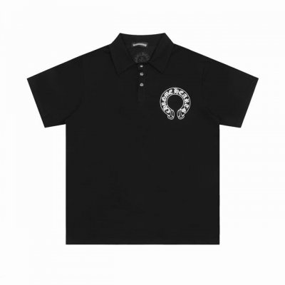 高版本Chrome Hearts克罗心 马蹄印花polo衫 男女同款 面料采用定织定染罗马棉材质 软糯手感 上身非常亲肤 百搭简约 领口以及胸口印花采用手工油墨