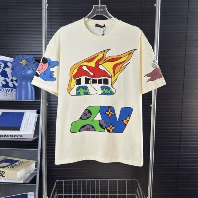 337 当天到货 现货现配 louis Vuitton 路易威登Lv 2025新款前后印花火车头火焰涂鸦短袖圆领T恤 独家首发高定 面料采用320克重磅纯棉 定