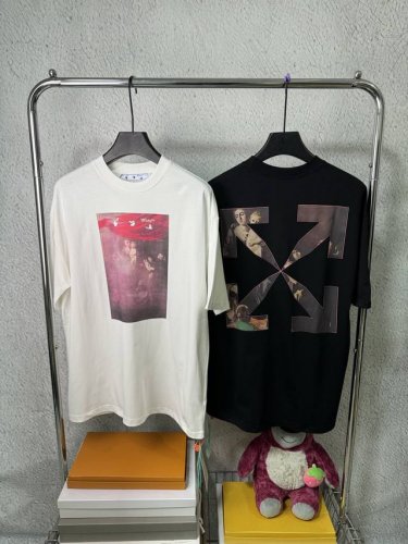 款号1009#P110 顶级版本 off-White经典爆款Ow21Ss宗教模糊油画箭头纯棉短袖男女同款情侣T恤 oversize版型，最大码可穿到220斤左右