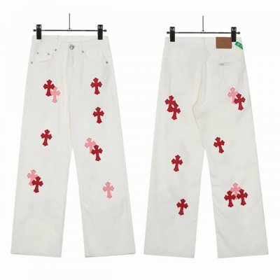 8139 Chrome Hearts克罗心Ch迈阿密白粉限定十字贴皮牛仔裤 原版购入打版 真实还原Vintage极致质感 意产特种牛皮印花再切割 订制羊皮三层粗
