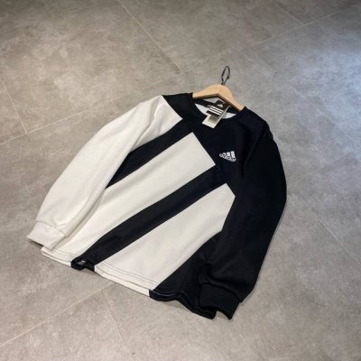 Adidas阿迪达斯 拼接撞色棉质印花圆领卫衣情侣款 Color: 黑色 Size: M-Xl M 肩宽52 胸围108 衣长69 Cm L 肩宽53 胸围11