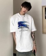 Bbr*巴宝-莉2025S新品短袖T恤，男女同款！经典战马胸前撞色层叠搭配.战马烫画.帅气时尚，简约百搭款。高克重300G纯棉面料棉.不仅挺括，保持潮流的廓形，