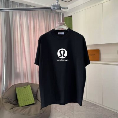 Lulu*露露乐蒙2025夏季新款 个性字母Logo印花 定制面料300G 短袖T恤 男女同款 尺码：S M L Xl Xxl 五个码 颜色：黑色 白色 粉红色
