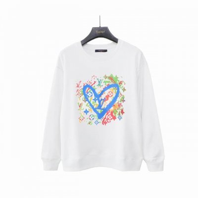 实拍细节图+尺码表 Louis Vuitton 路易威登 爱心涂鸦泼墨圆领卫衣 新一季胸前Lv标致性爱心涂鸦人所皆知的工艺！增加时尚元素又不会过于夸张！ 卫衣属