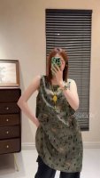 出货小人物印花真丝花萝长款背心 图片色 码数S-Xxl
