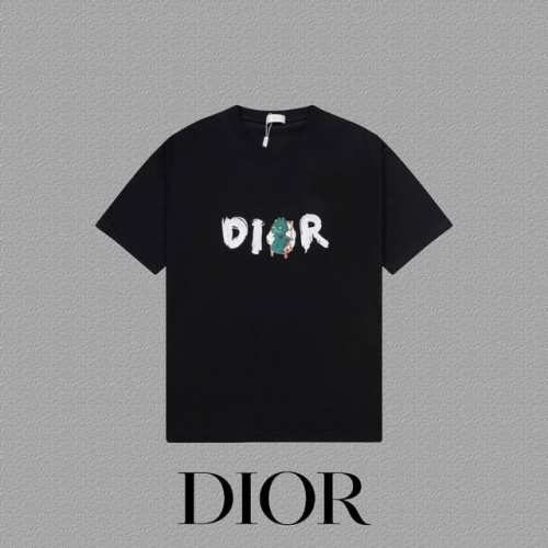 Dior 迪奥] Fw短袖T恤 刺绣工艺 高端32S双纱260克面料 重磅面料 定制拉架罗纹同缸同染 三标齐全 男女同款 颜色 黑色 白色 尺码 S M L X