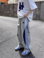 120【阿迪达斯Adidas三条杠夏季褶皱冰丝防晒速干男女小众街头工装长裤情侣款】 采用透气冰丝褶皱速干面料 具有良好的透气功能性做工精细无多余线头 工装风百搭