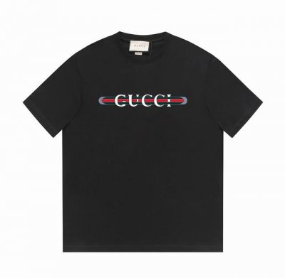 gucci古驰24Ss夏季系列 G家经典条纹英文标语Logo -采用双纱纯棉250G 面料颜色定制定染 不缩水不退色 手感舒服 质感超强全套辅料.潮男潮女必备经