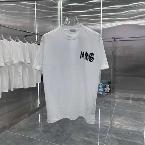 P100 Mm6 马吉拉 2025春夏新款260克 短袖T恤 个性印花 男女同款宽松版 S M L Xl Xxl 五个码 黑色 白色 灰色