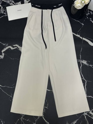 缪家25春夏新款Logo织带直筒高腰显瘦西裤 颜色:2色 码数:Smlxl