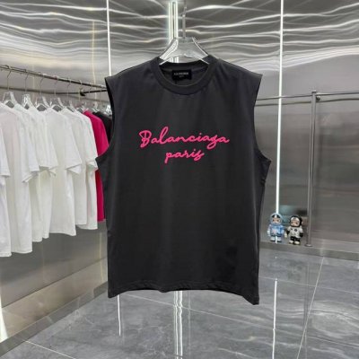 Bal 巴黎世家 2025夏季新款 无袖背心 发泡印花工艺 男女同款宽松版 S M L Xl Xxl 五个码 颜色 黑色 白色 灰色