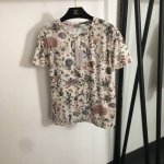 款号20252245 Dio*新款 动物花朵印花短袖T恤，杏色，S-Xl， M码；肩宽42，胸围94，袖长18，衣长61