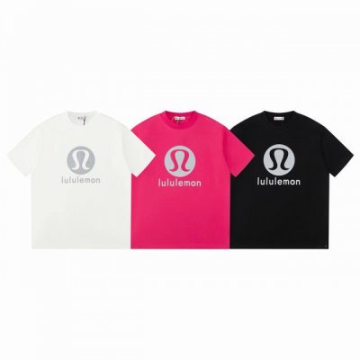Lululemon 露露夏季新款圆领T恤经典3M反光大Logo短袖T恤男女同款T恤-顶级版本 采用280克高克重纯棉面料，舒适柔软，透气性强，主打高端 性价比，