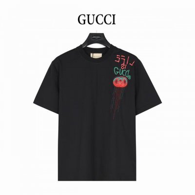 Gucci 古驰 25Ss 肩膀红绿Logo撞色流苏刺绣短袖T恤 面料采用260G精梳纯棉 刺绣字母Logo+印花 官方同步 1:1原版开模 时尚个性 百搭潮流