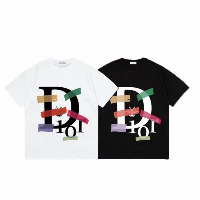 上新款号： D1023 Dior 迪奥 2025Ss印花字母短袖T恤 -面料：260G双纱纯棉短袖，配套320G纯棉罗纹 原版面料 官方同款 男女同款 颜色：黑