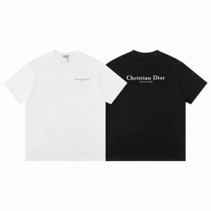 款F01 Dior dior 迪奥2025春夏新款破洞印花Logo短袖T恤 原版面料高版本高品质 网红明星同款 定制定染简约基础款 简单大气 精致时尚 纯棉面料
