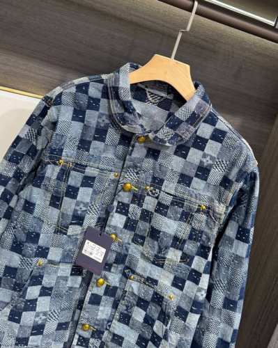 款号-Mx015 细节图 Louis Vuitton 路易 威登 25Fw 限定款棋盘格刺绣提花牛仔夹克外套 路易威登 25Fw 新款Logo刺绣棋盘格牛仔夹克