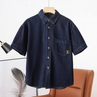 上新 顶级复刻版本 路易威登 Lv 25Ss早春新款绳索签名字母刺绣牛仔马甲衬衫 轻奢主义 男女日常通勤穿搭必备单品 正确版本 随意对比 详细特征 砂洗日本丹宁