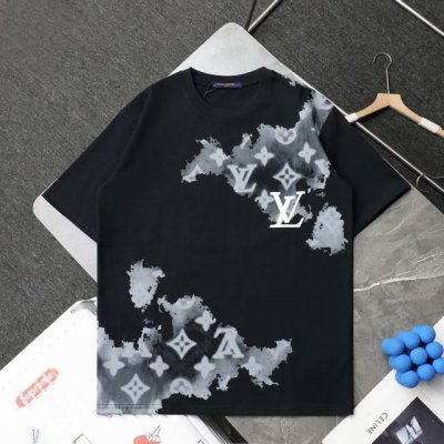 顶级复刻 高端定制 Louis Vuitton 路易威登Lv 新款泼墨印花休闲短袖T恤 - 款号: 326 - 颜色：黑色 白色 - 购入原版开模打造，全套定制